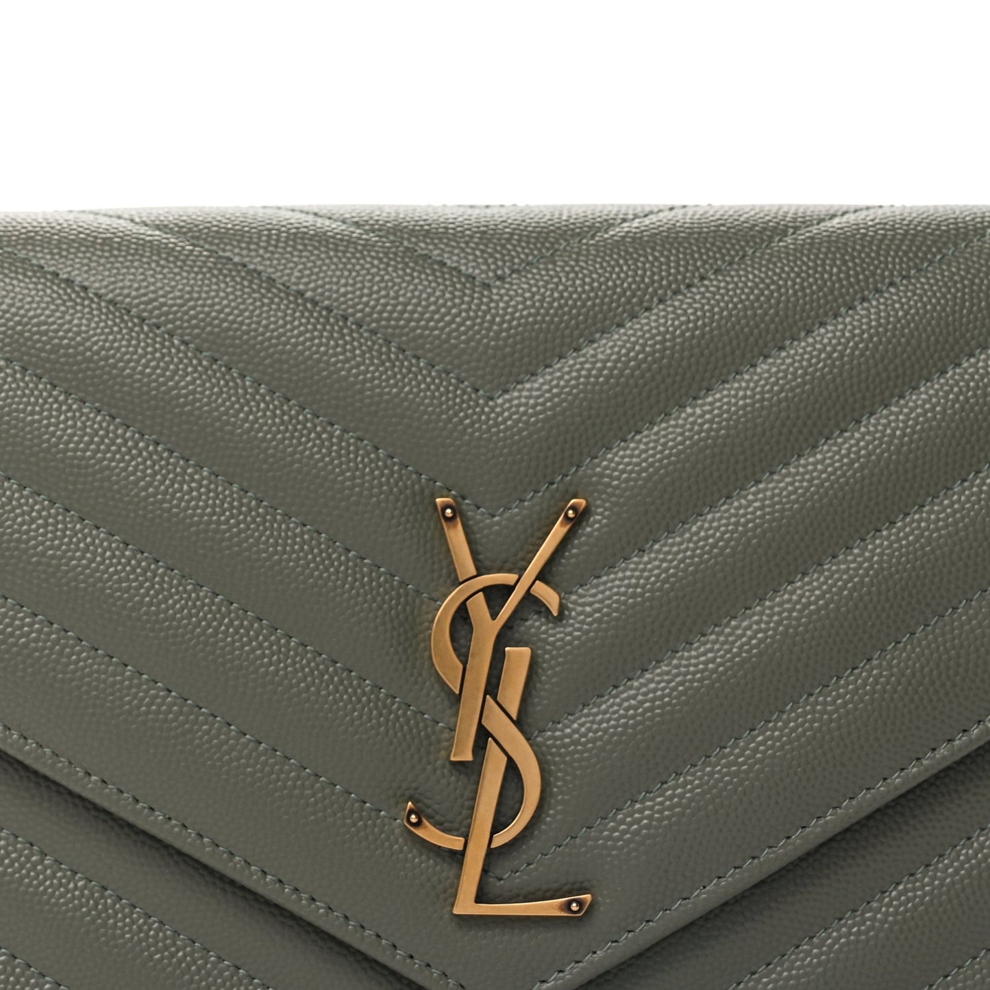 Grain De Poudre Matelasse Chevron Monogram Envelope Clutch  Light Sage