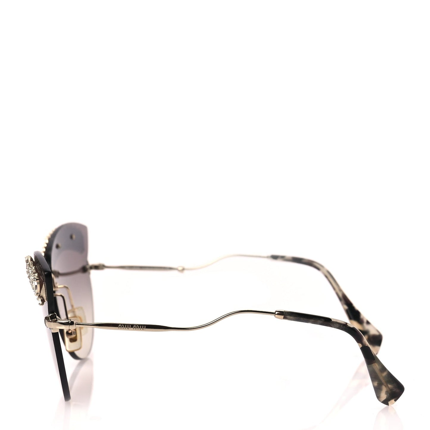 Metal Crystal Cat Eye Sunglasses SMU58T Gold Grey
