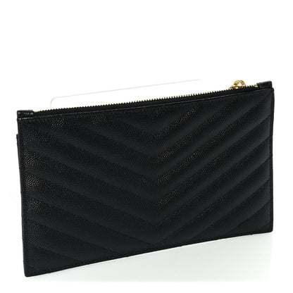 Saint Laurent Grain De Poudre Chevron Monogram Bill Pouch  Black 4 of 7