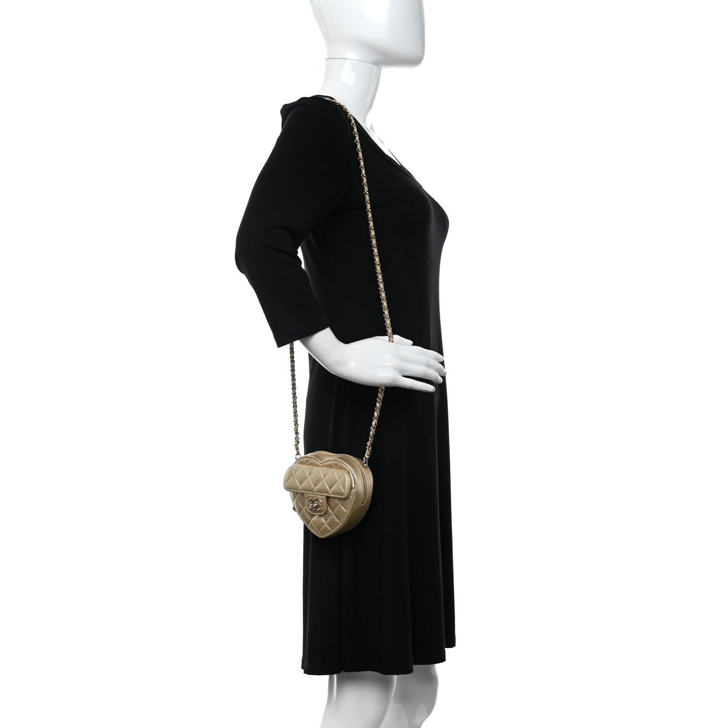 Chanel Metallic Lambskin Quilted CC In Love Heart Clutch With Chain Gold 2 of 12