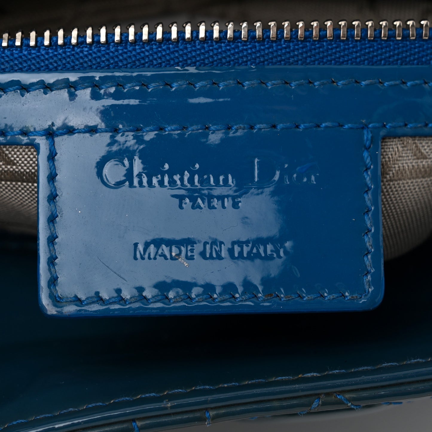 Patent Cannage Large Lady Dior Blue