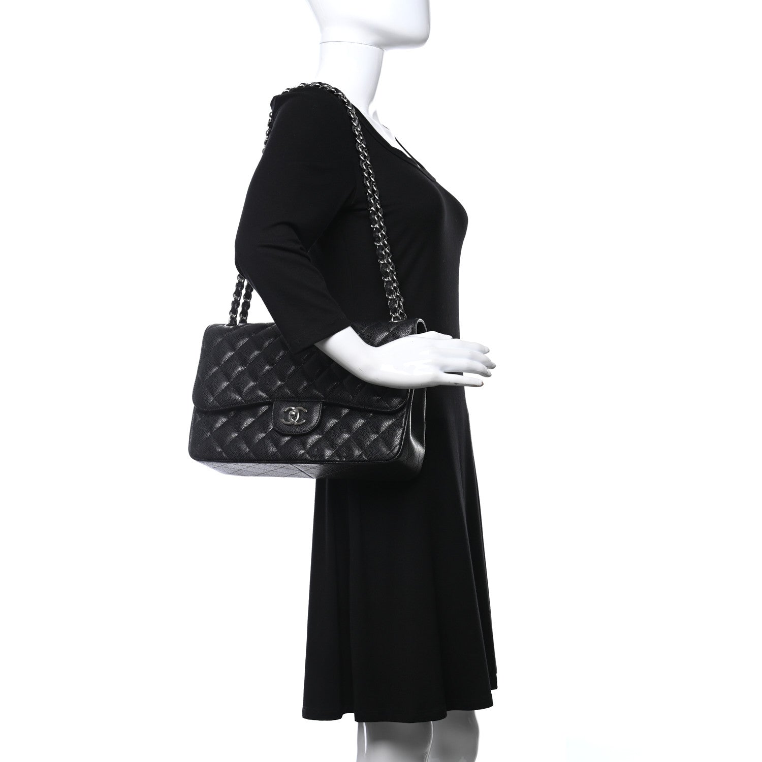 Chanel Caviar Quilted Jumbo Double Flap Black 2 of 16
