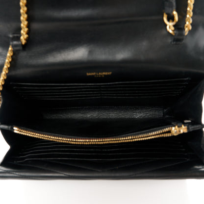 Saint Laurent Lambskin Matelasse Chevron Monogram Sulpice Chain Wallet Black 5 of 12