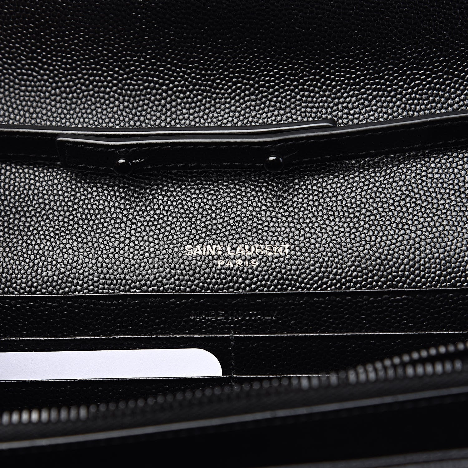 Saint Laurent Grain De Poudre Matelasse Chevron Monogram Chain Wallet Black 6 of 10
