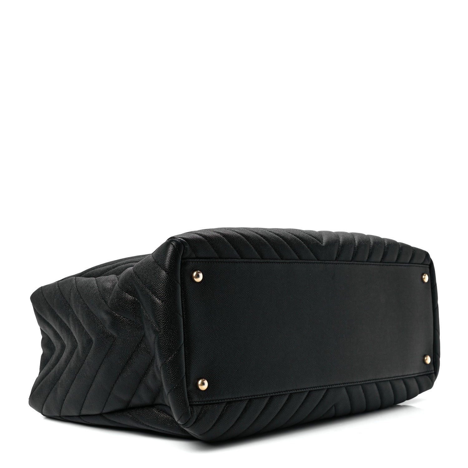 Chanel Caviar Chevron Large Coco Handle Shopping Tote Black 5 of 13