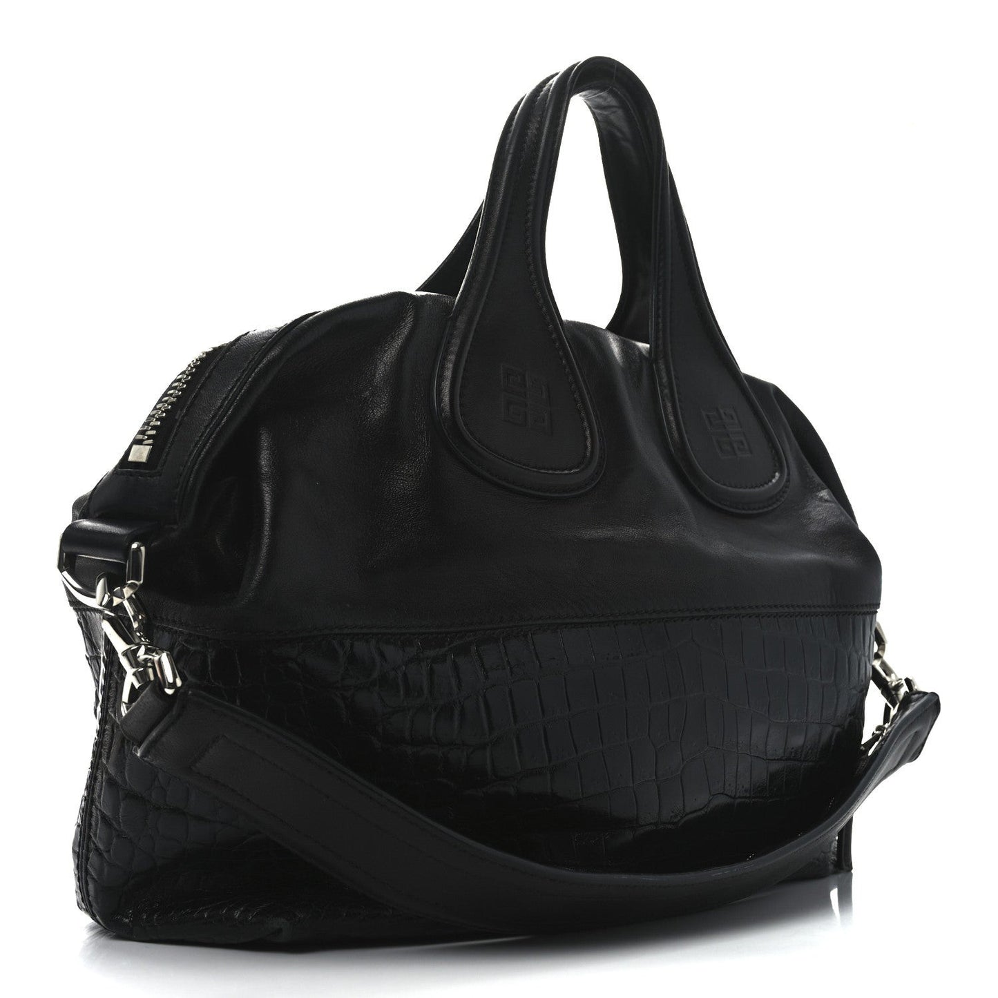 Calfskin Crocodile Embossed Medium Nightingale Black