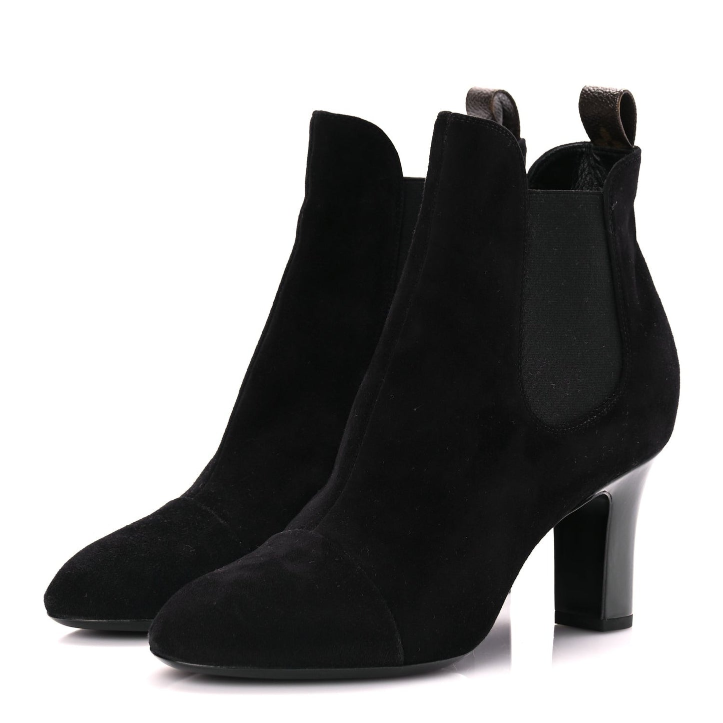 Suede Monogram Uniformes Cap Toe Chelsea 75mm Ankle Boots 38.5 Black