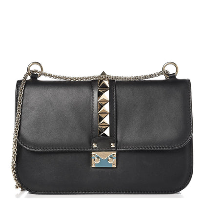 Valentino Garavani Vitello Medium Glam Lock Rockstud Flap Black 1 of 7
