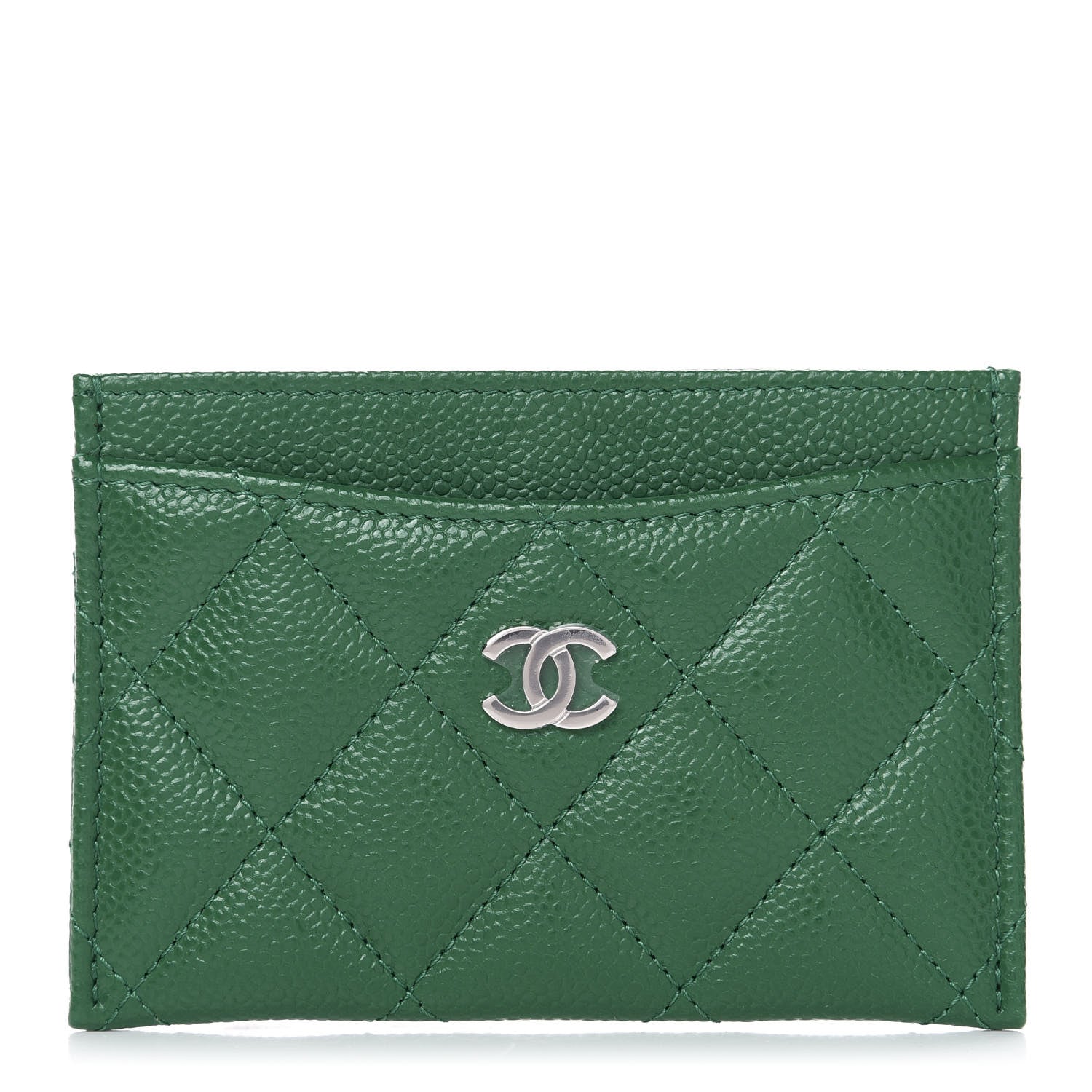 Chanel Caviar Quilted Card Holder Green 1 of 9