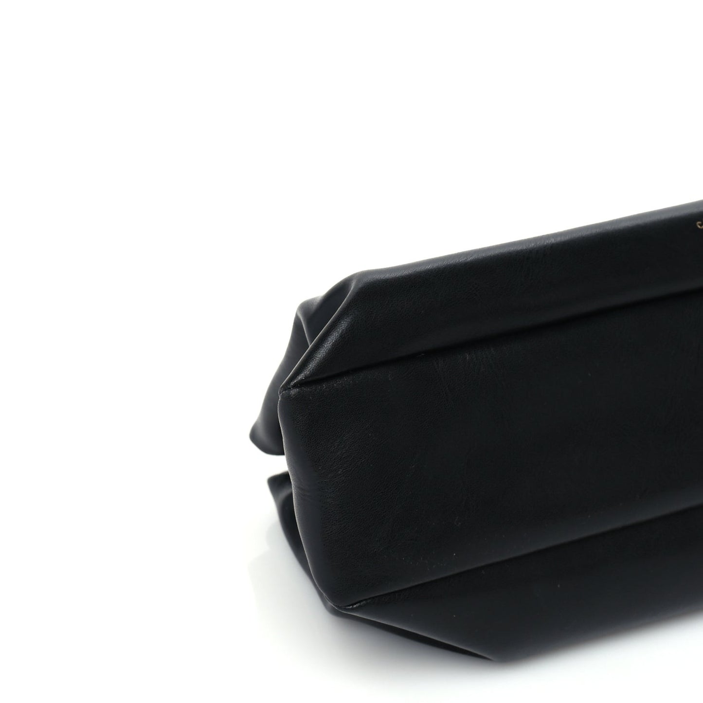 Smooth Calfskin Eyelet Small Top Handle Bag Black