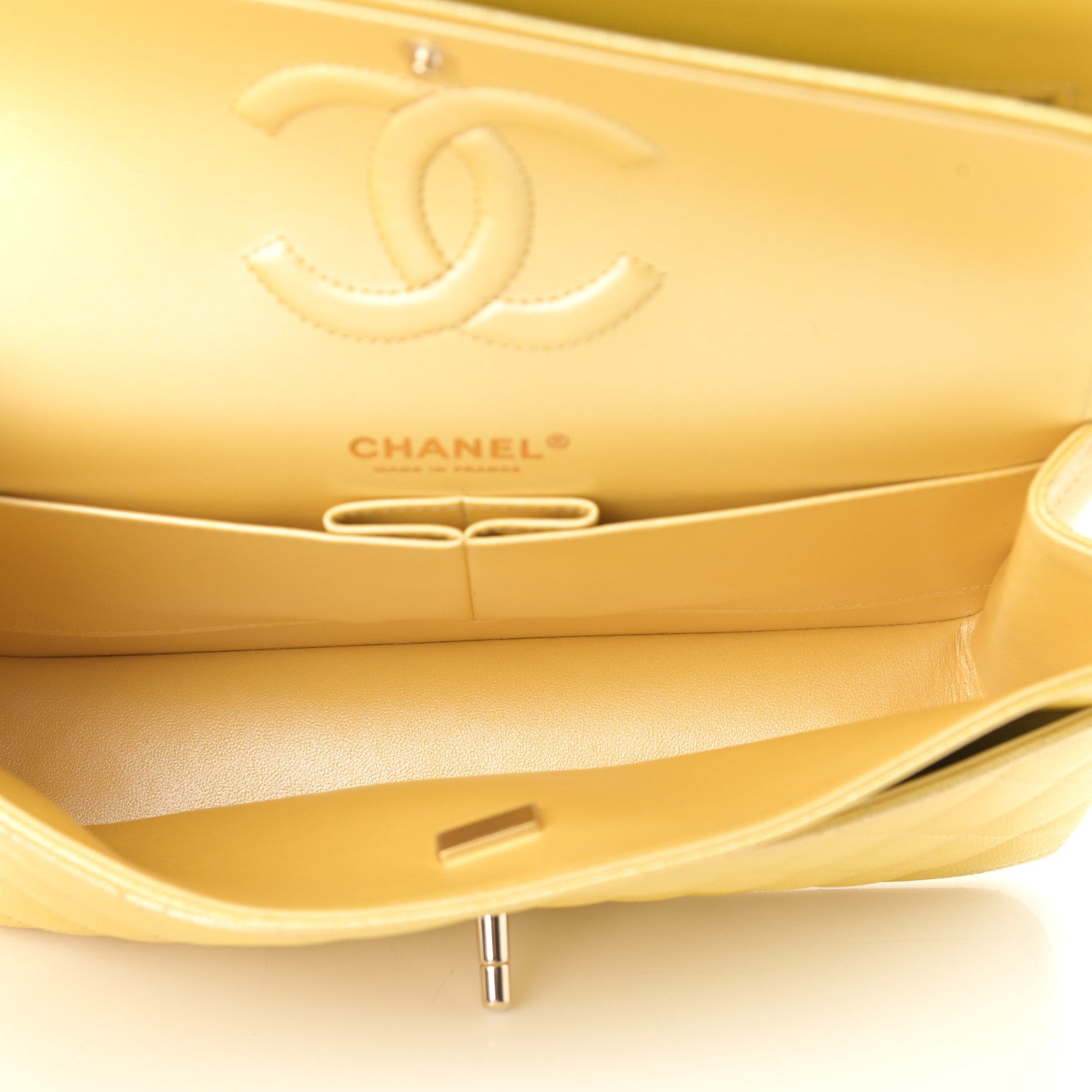 Chanel Iridescent Caviar Quilted Medium Double Flap Yellow 5 of 9