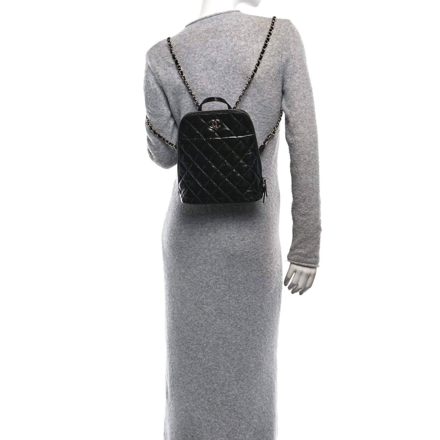 Shiny Calfskin My Pocket Backpack Black