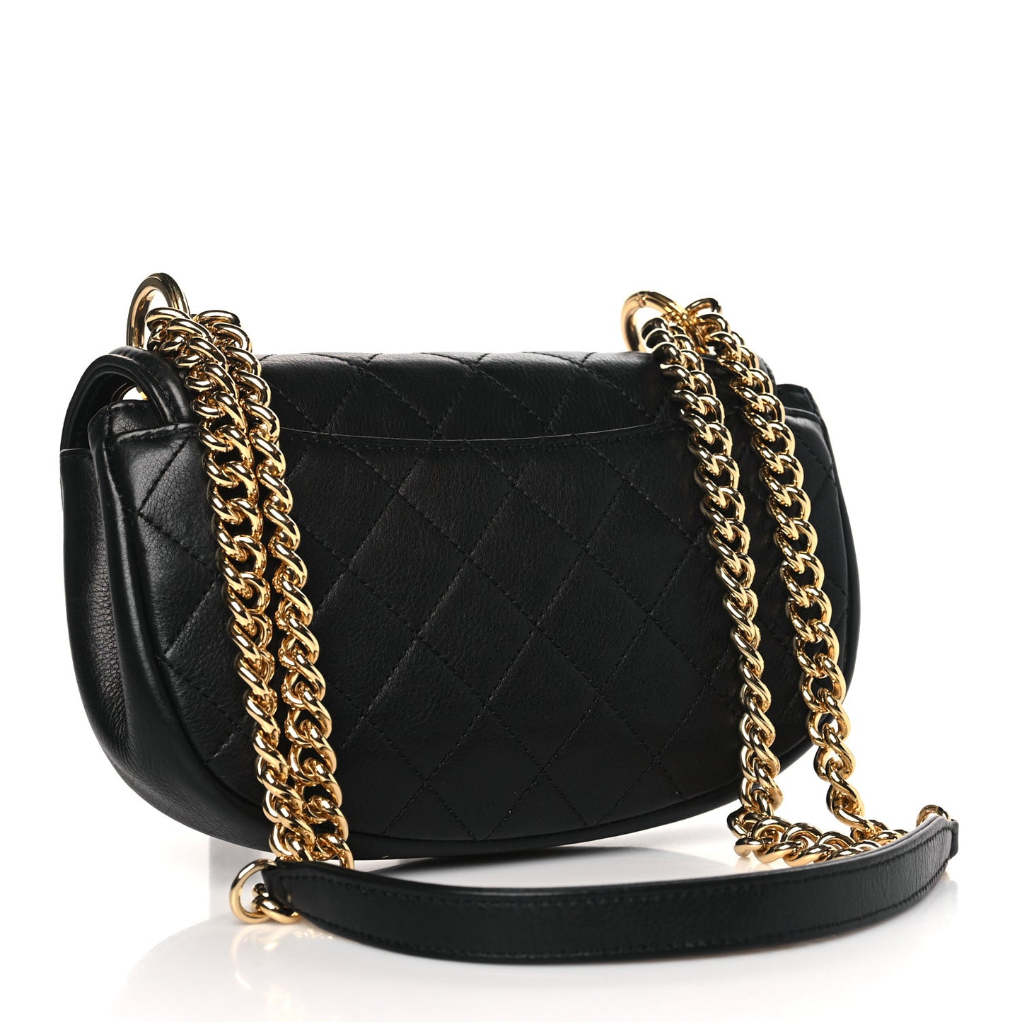 Calfskin Quilted Chain Handle Flap Black