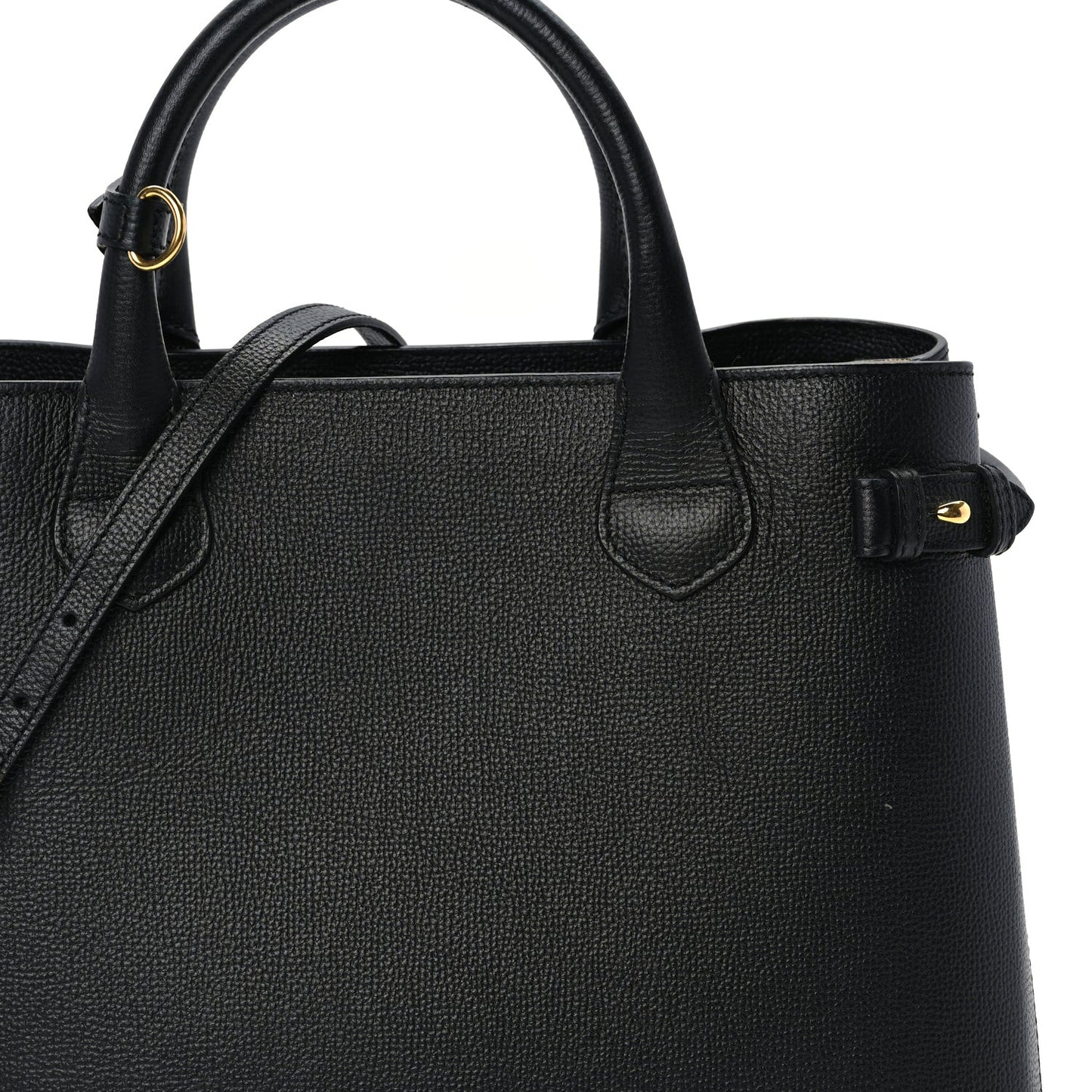 Grainy Calfskin House Check Medium Banner Tote Black