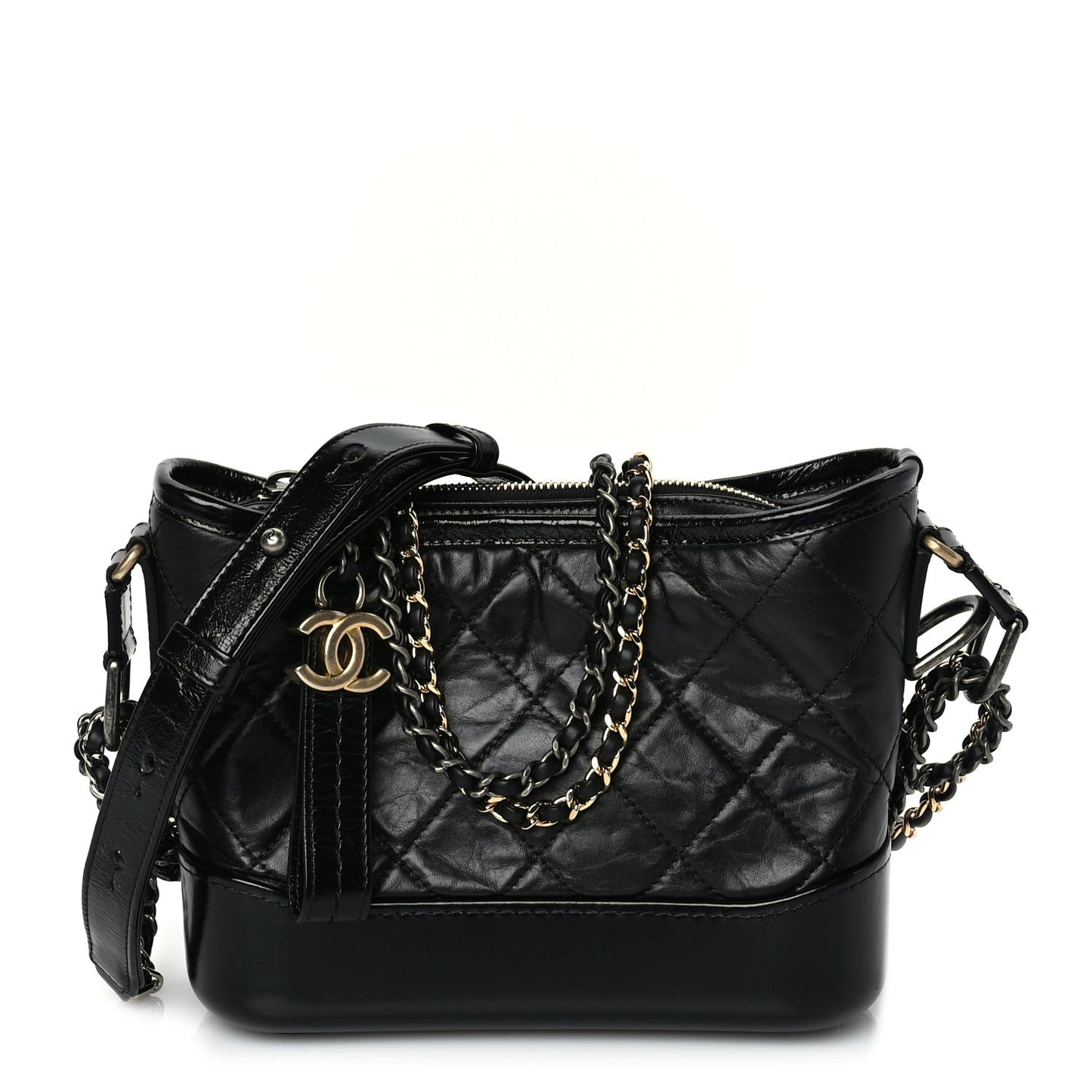 Aged Calfskin Chevron Quilted Small Gabrielle Hobo