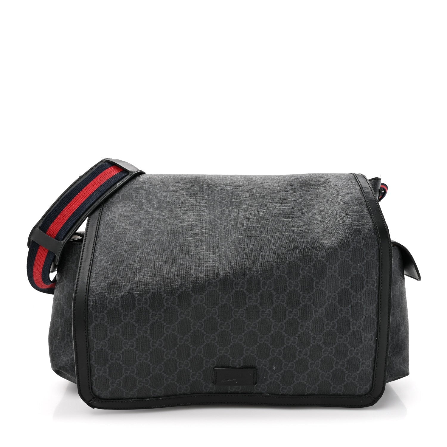 Gucci GG Supreme Monogram Web Messenger Diaper Bag Black Grey 1 of 1