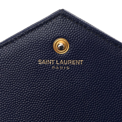 Saint Laurent Grain De Poudre Matelasse Chevron Monogram Chain Wallet Navy 5 of 11