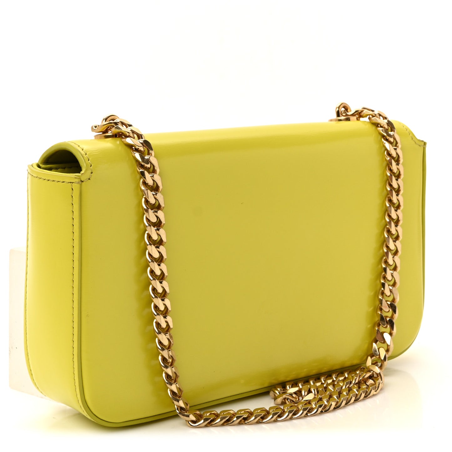 Shiny Calfskin Cuir Triomphe Chain Shoulder Bag Anis