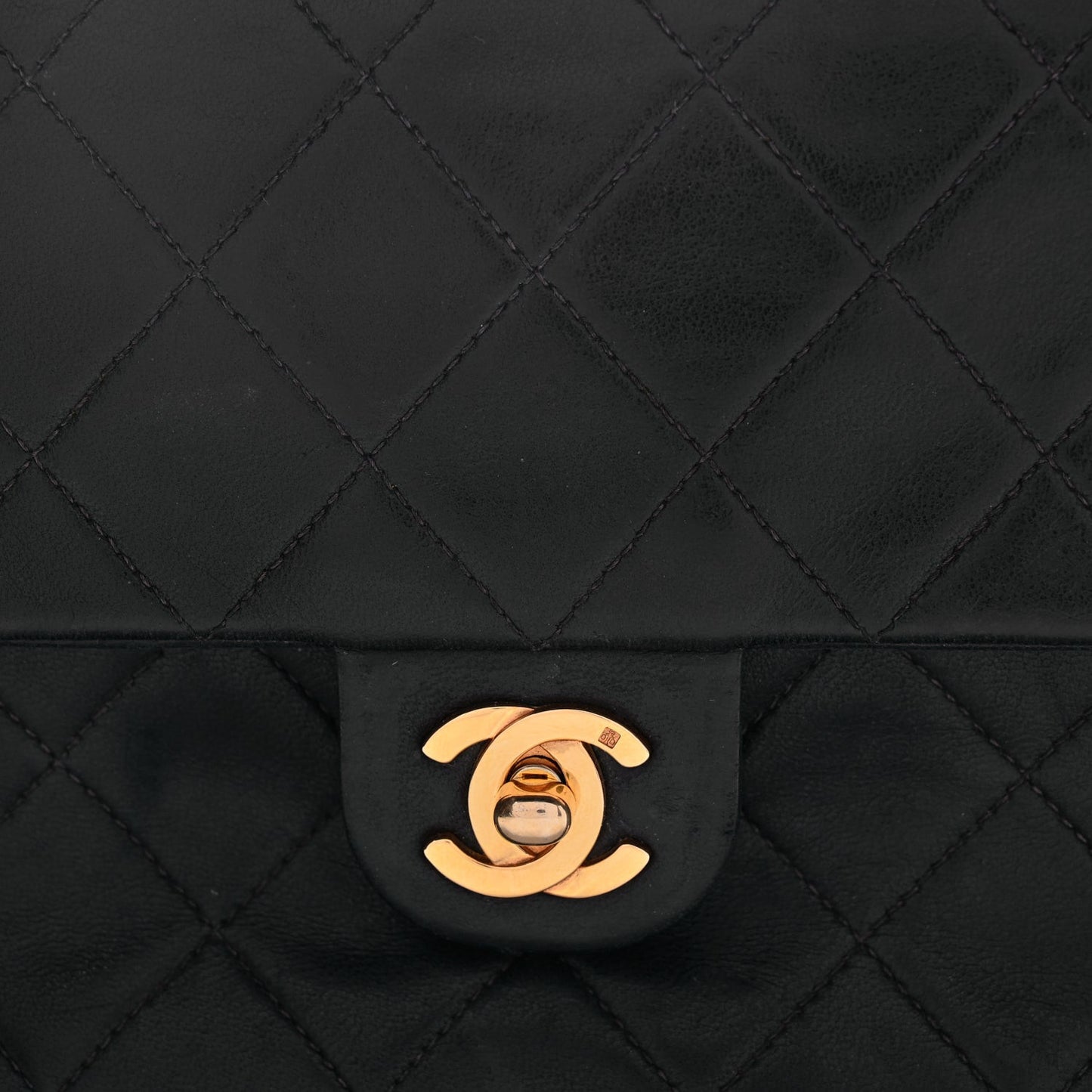 Lambskin Quilted Small Single Flap Black Black