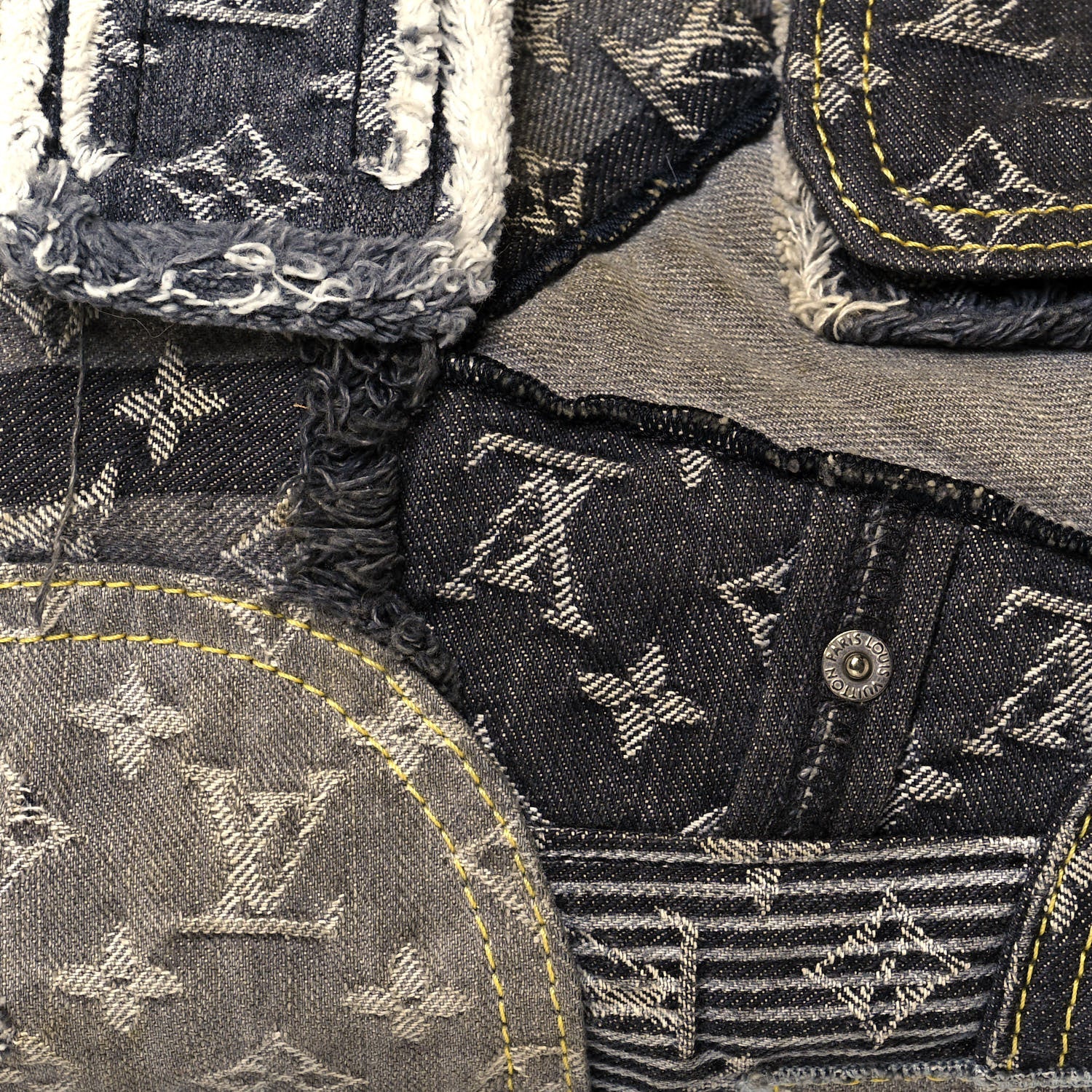 Louis Vuitton Denim Patchwork Speedy 30 Blue 6 of 14