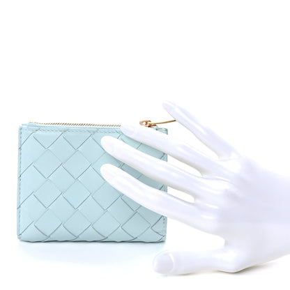 Bottega Veneta Nappa Intrecciato Bifold Zip Wallet Teal Washed 3 of 16