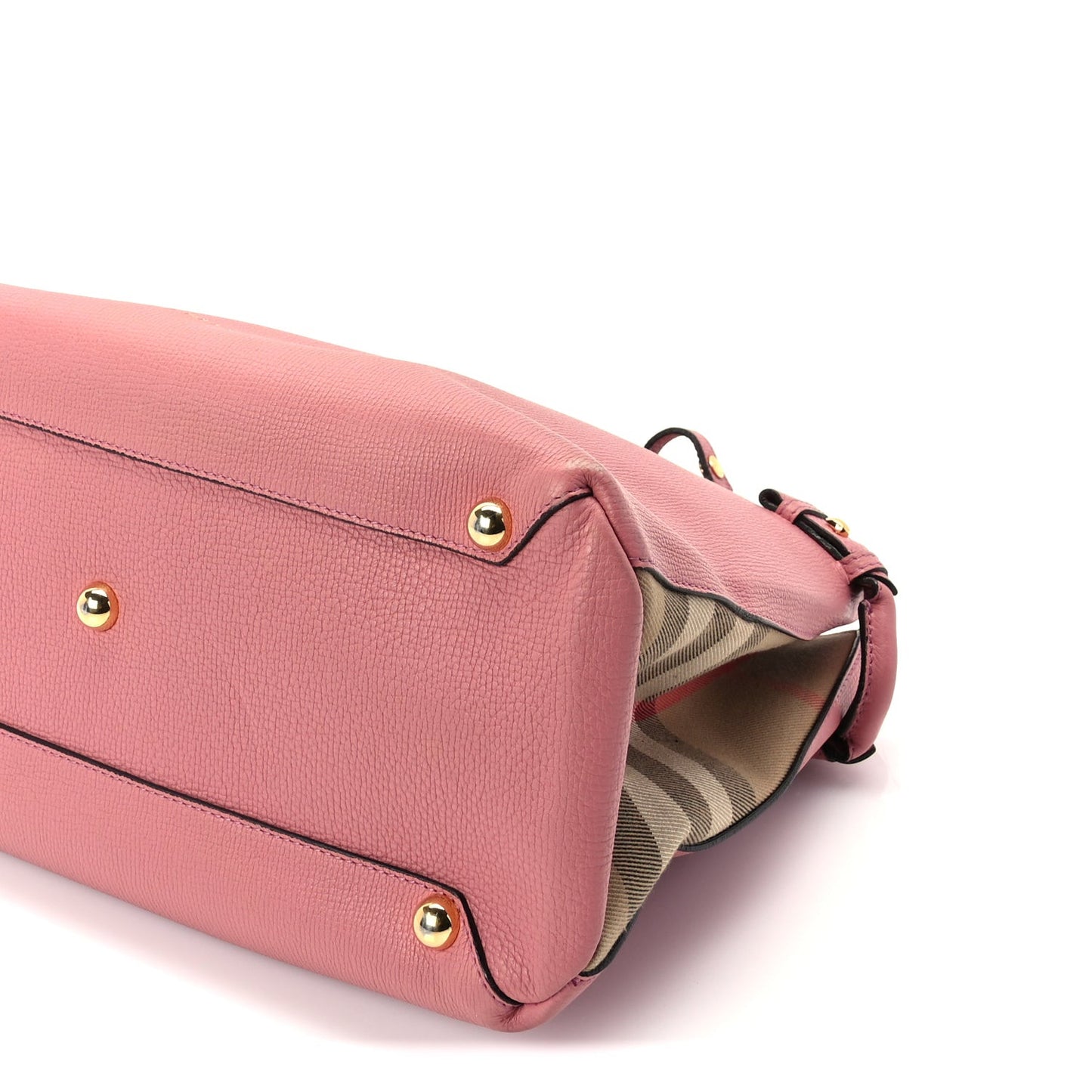 Grainy Calfskin House Check Medium Banner Tote  Mauve Pink