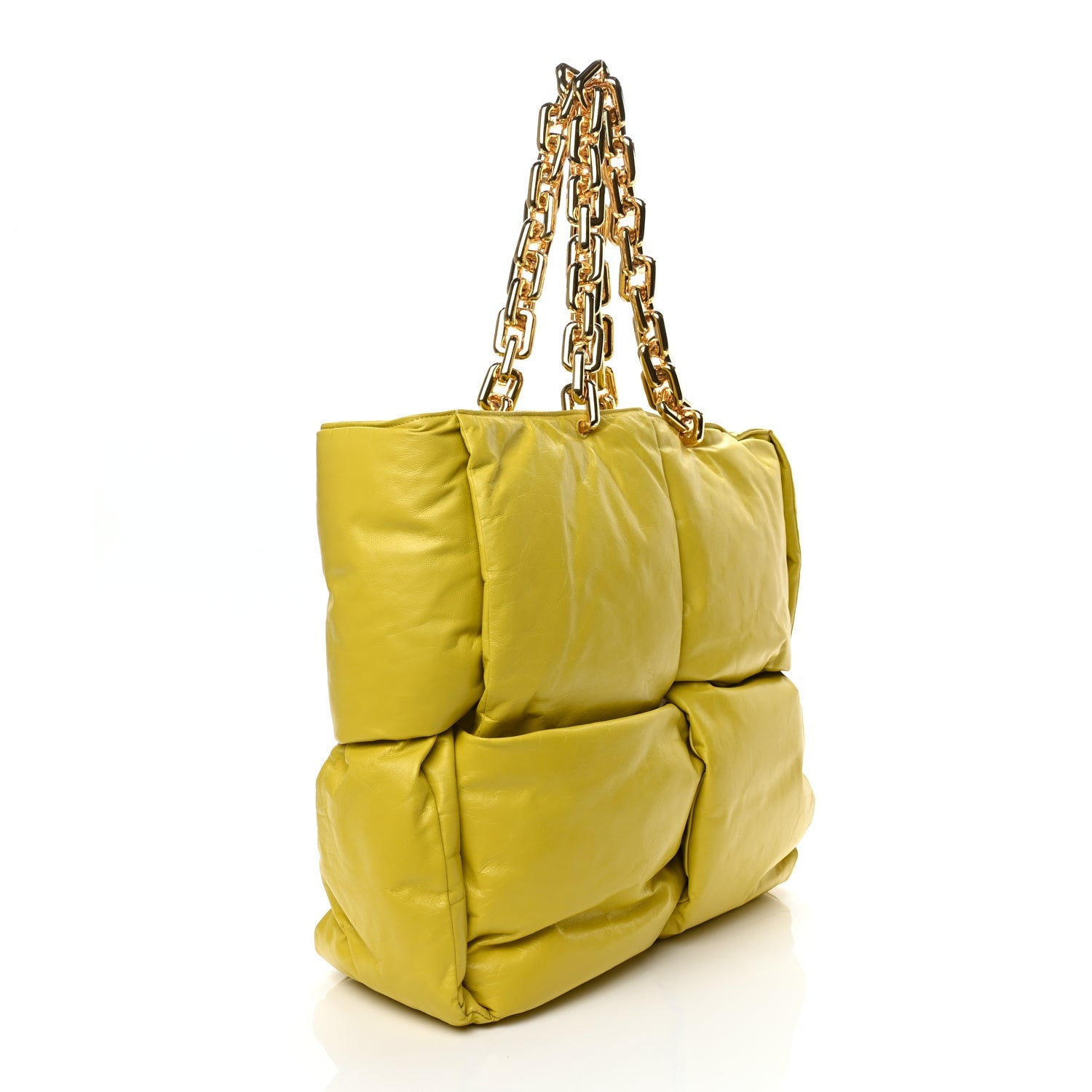 Bottega Veneta Calfskin Maxi Intrecciato Puffy Chain Tote Bag Yellow 3 of 9