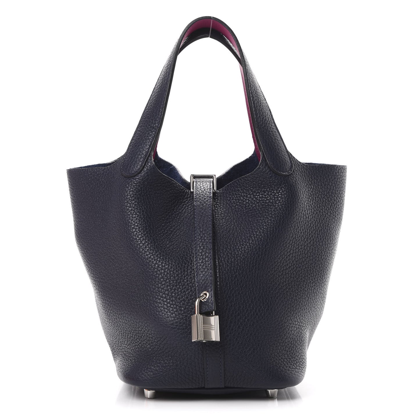 Taurillon Clemence Swift Eclat Picotin Lock 18 PM Bleu Nuit Rose Pourpre
