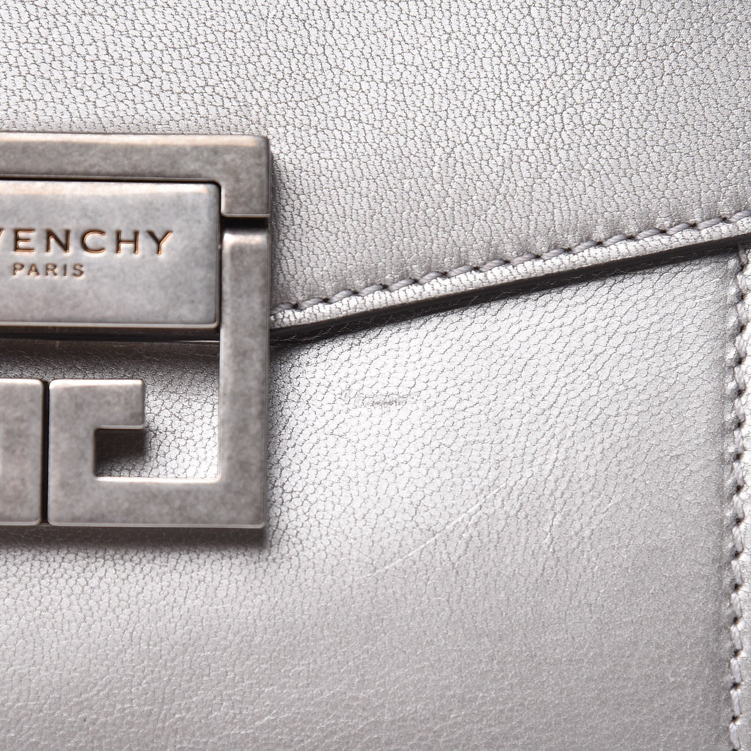 Givenchy Metallic Sugar Goatskin Suede Small GV3 Shoulder Bag Silver 8 of 11
