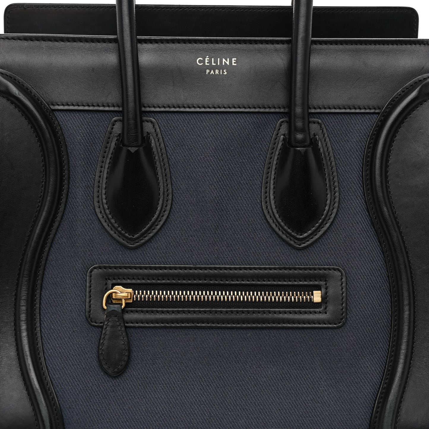 Canvas Smooth Calfskin Micro Tri-Color Luggage Navy Blue