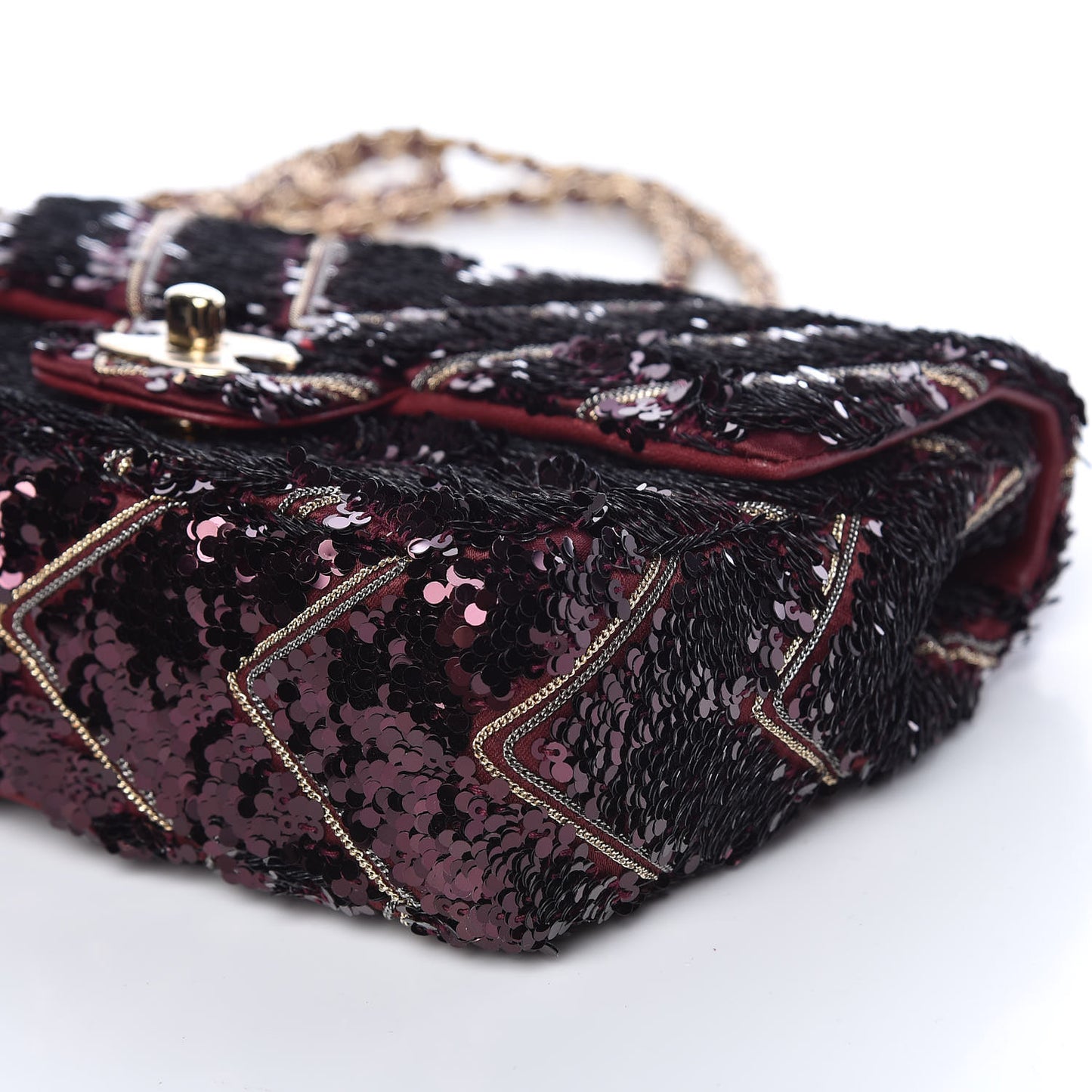 Sequins Chevron Classic Flap Burgundy