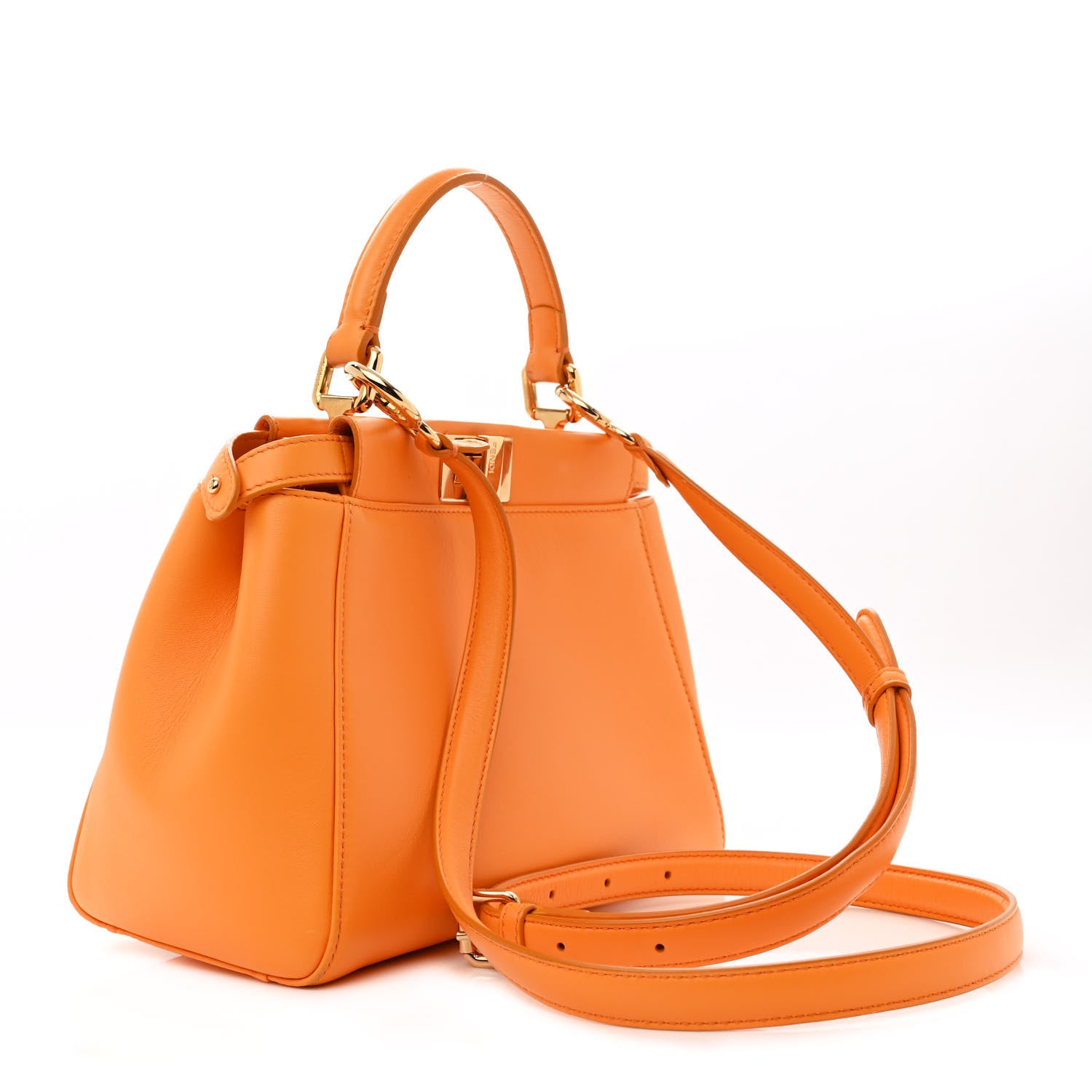 Fendi Nappa Mini Peekaboo Iconic Satchel Giallo Syrup 3 of 18