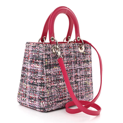Christian Dior Tweed Medium Lady Dior Pink Multicolor 3 of 11