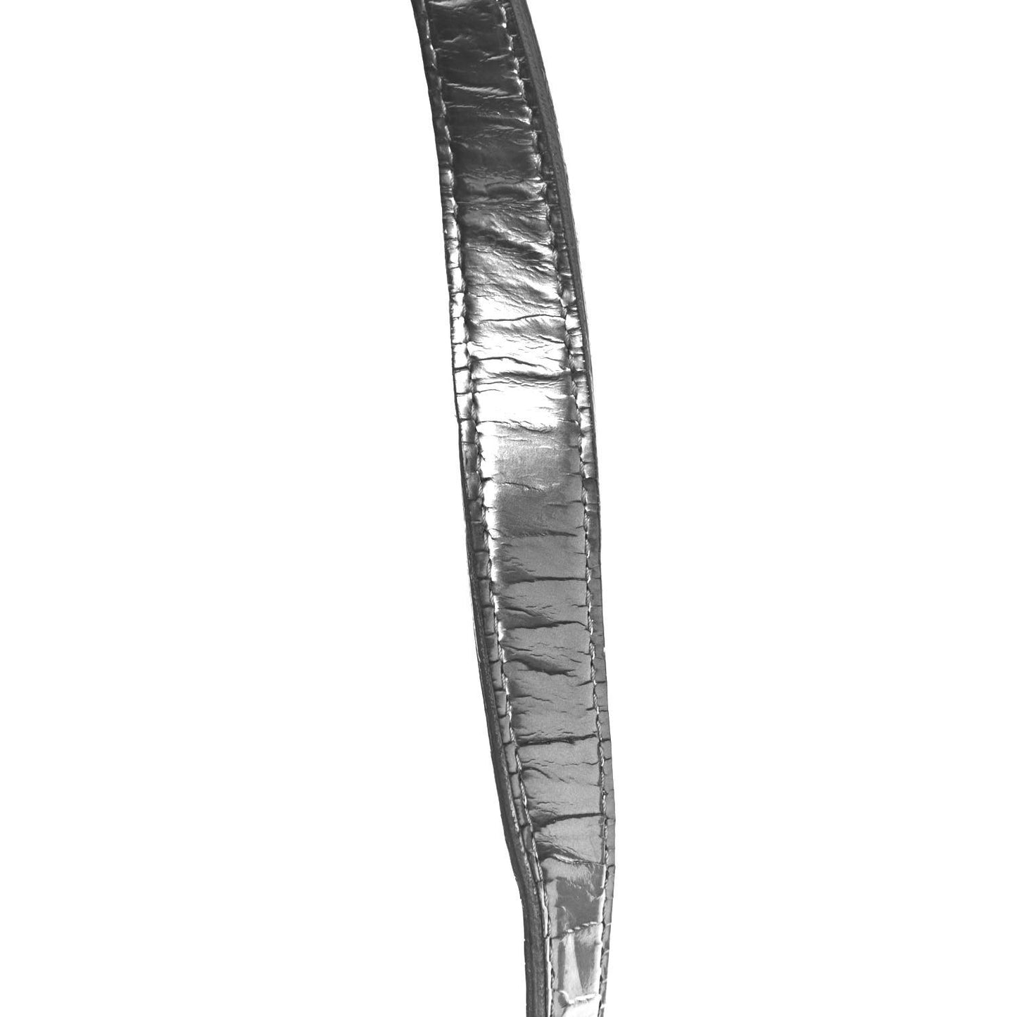 Metallic Patent Micro-Cannage Medium Diorama Flap Bag Silver
