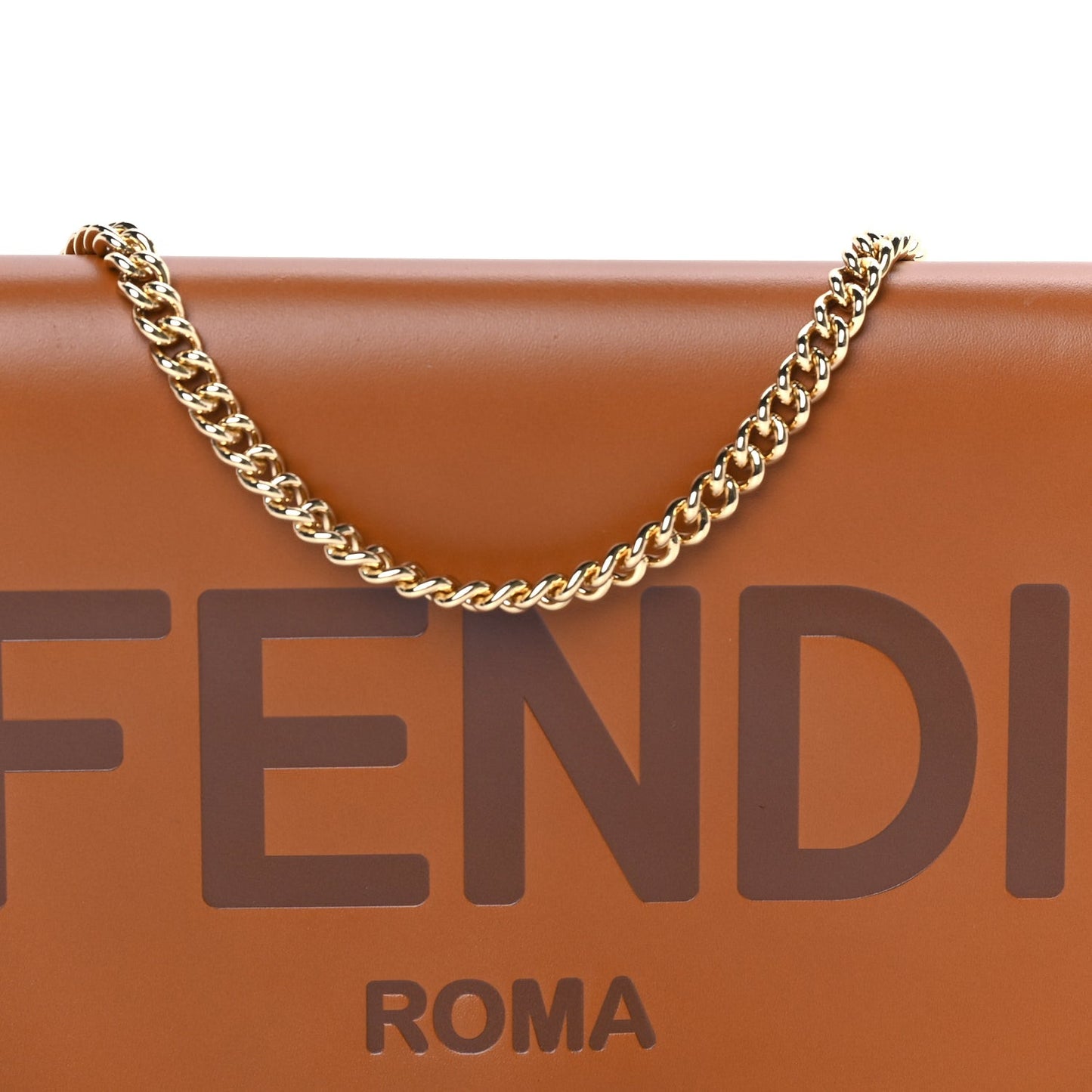Vitello King Tamponato Logo Embossed Medium Wallet On Chain  Cuoio