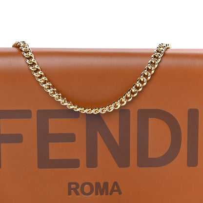 Fendi Vitello King Tamponato Logo Embossed Medium Wallet On Chain  Cuoio 6 of 7