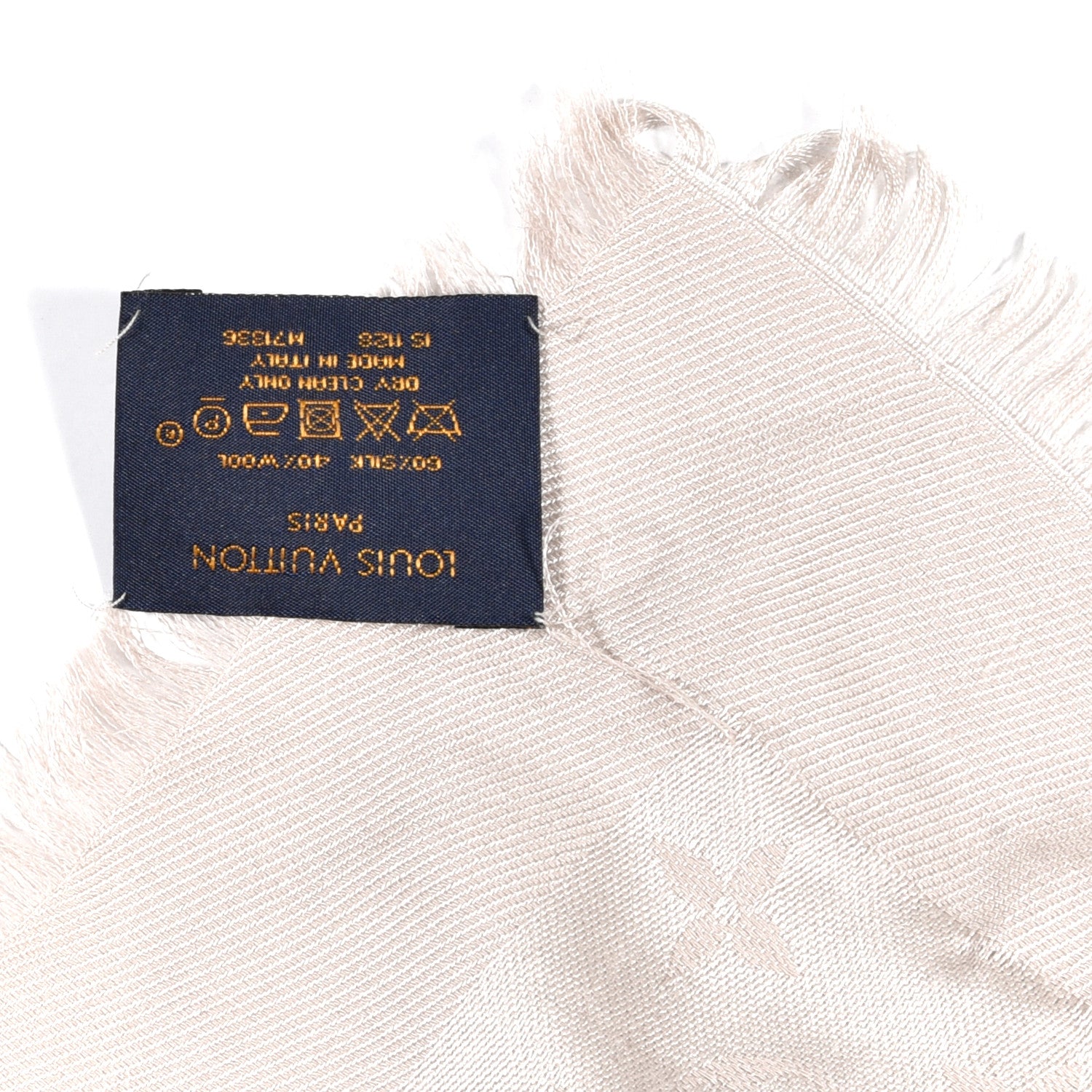 Louis Vuitton Wool Silk Monogram Denim Shawl Pearl Grey 4 of 6