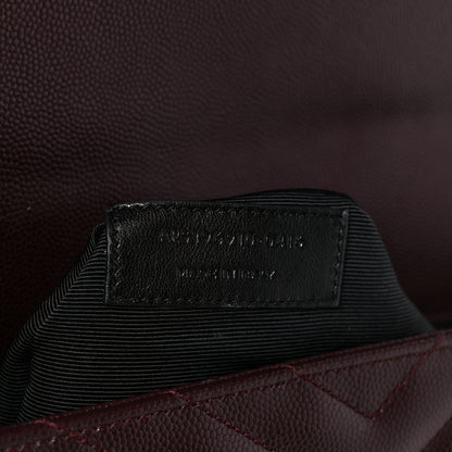 Saint Laurent Grain De Poudre Matelasse Chevron Large Monogram Satchel Amaranto 8 of 11