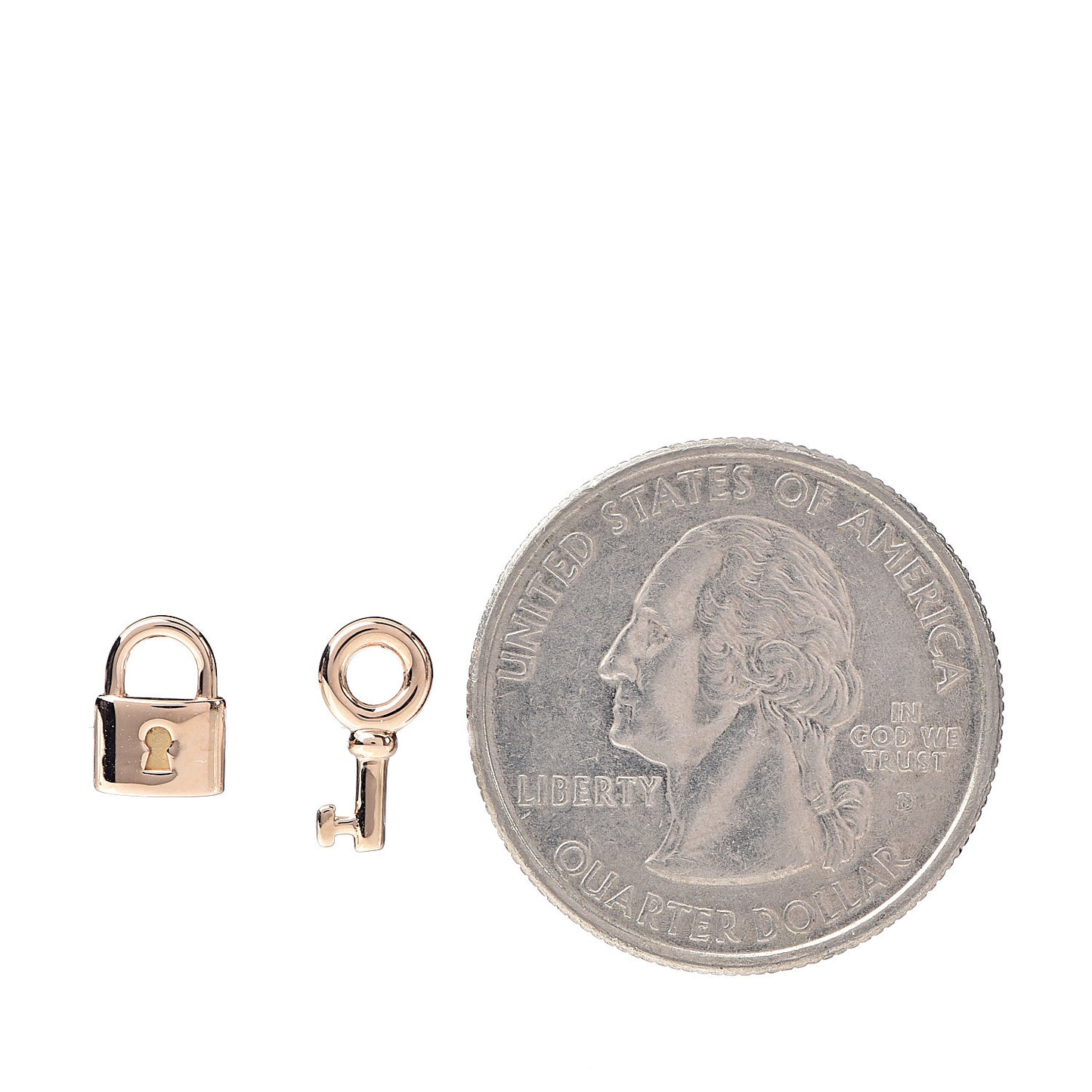 18K Rose Gold Mini Key and Lock Earrings