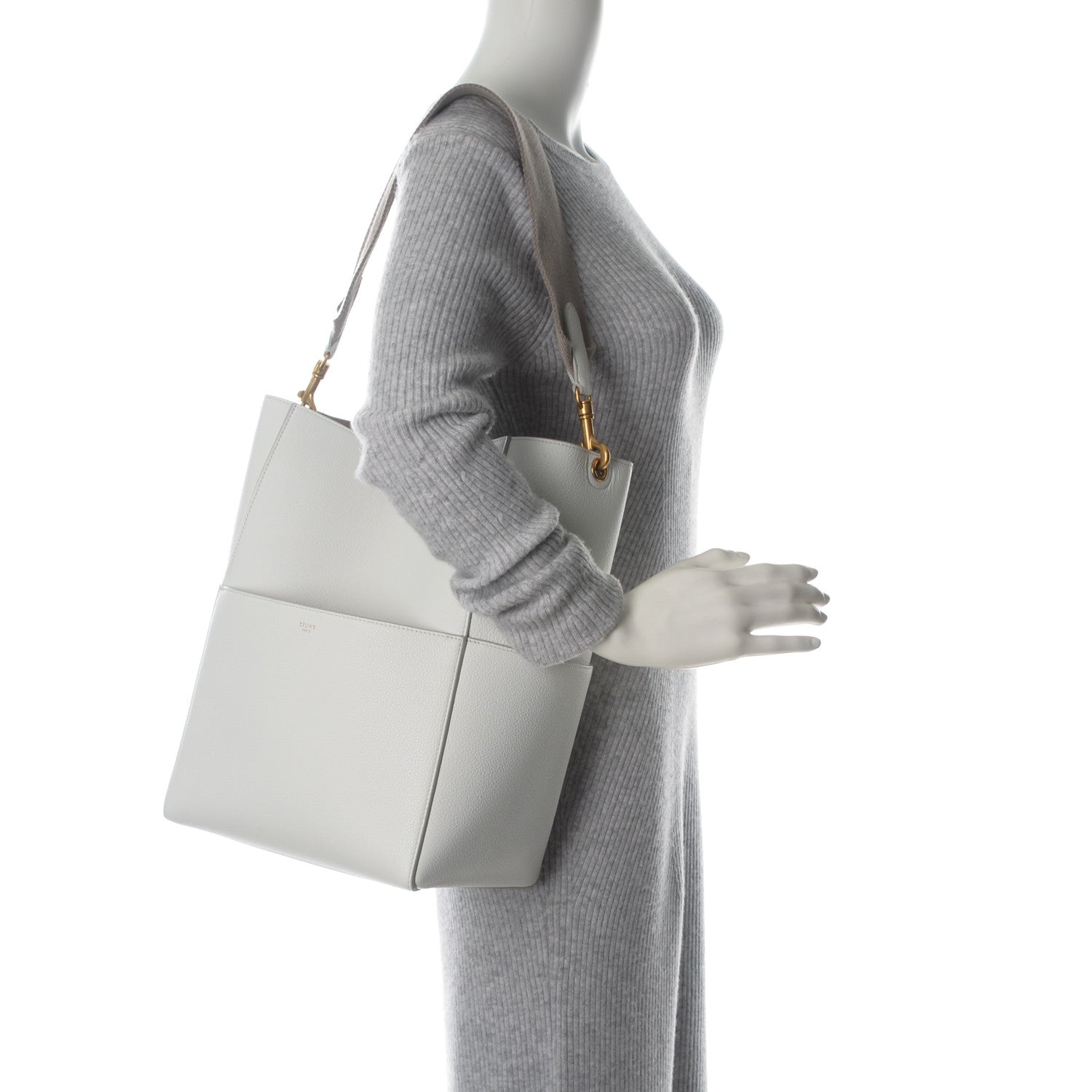 Celine Soft Grained Calfskin Sangle Bucket Bag White 2 of 7
