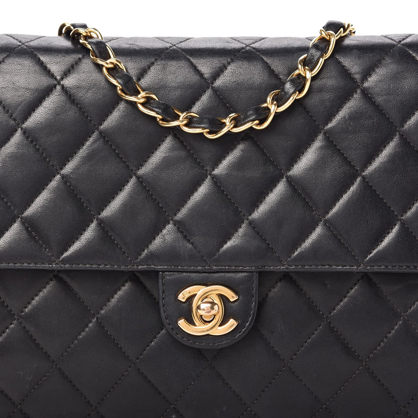 Lambskin Quilted Small Single Flap Bag Black