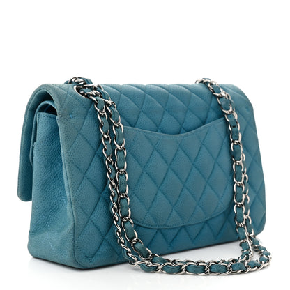 Chanel Iridescent Caviar Quilted Medium Double Flap Blue 3 of 11