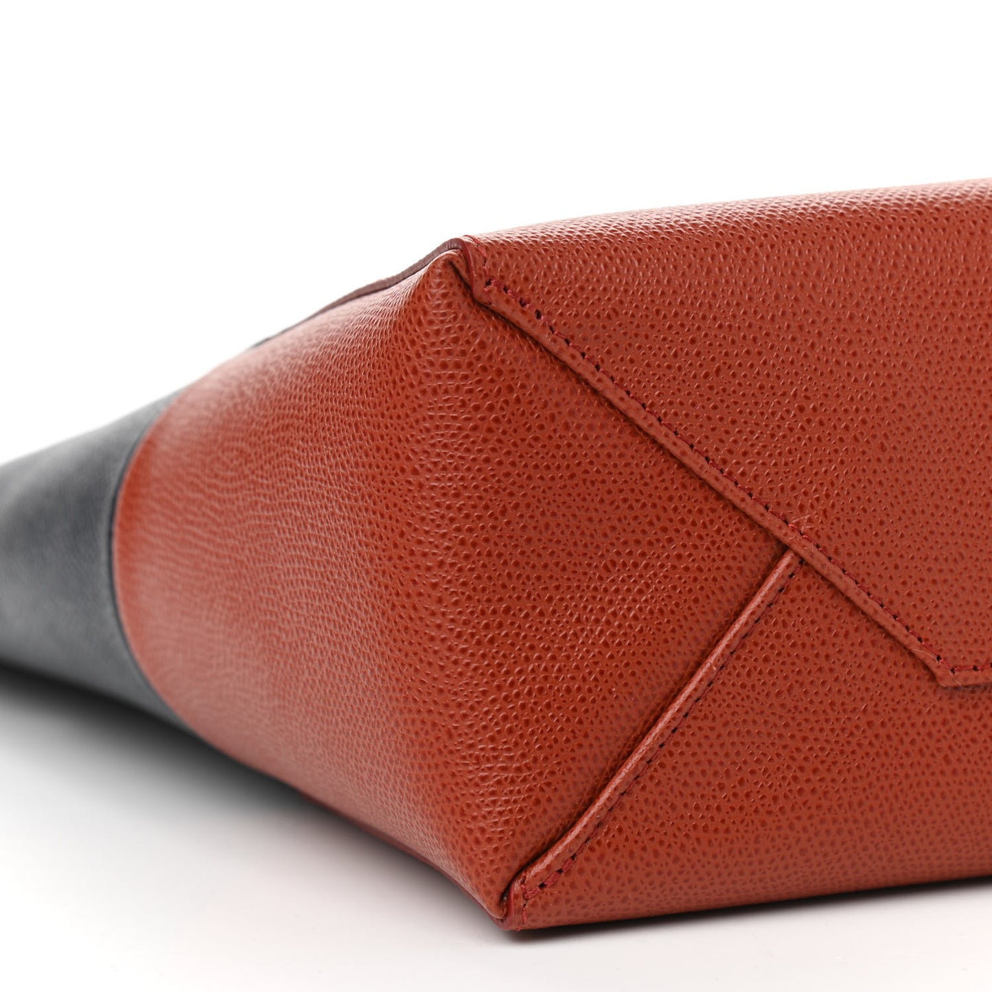 Grained Calfskin Small Vertical Bi-Cabas Navy Terracotta