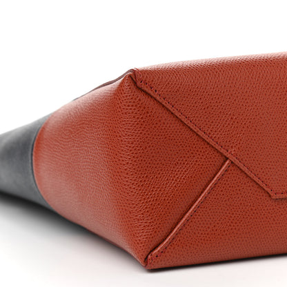 Celine Grained Calfskin Small Vertical Bi-Cabas Navy Terracotta 9 of 12