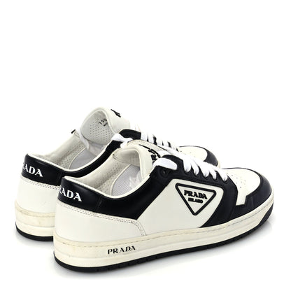 Prada Vitello Sport Spazzolato Rois Triangle Logo Womens Downtown Low Top 30mm Sneakers 38 White Black 3 of 8