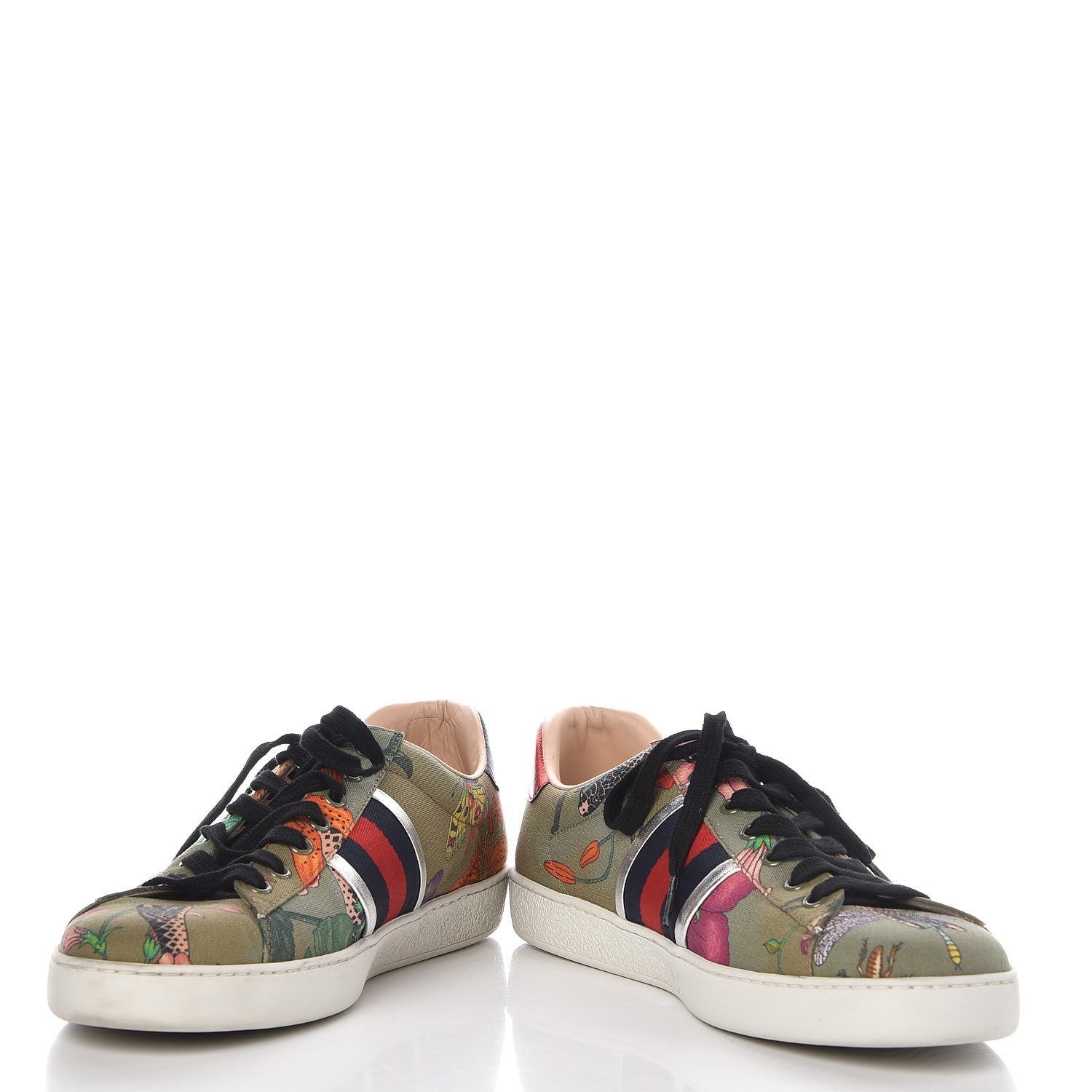 Gucci Canvas Web Flora Snake Print Mens Ace Sneakers 10.5 6 of 12