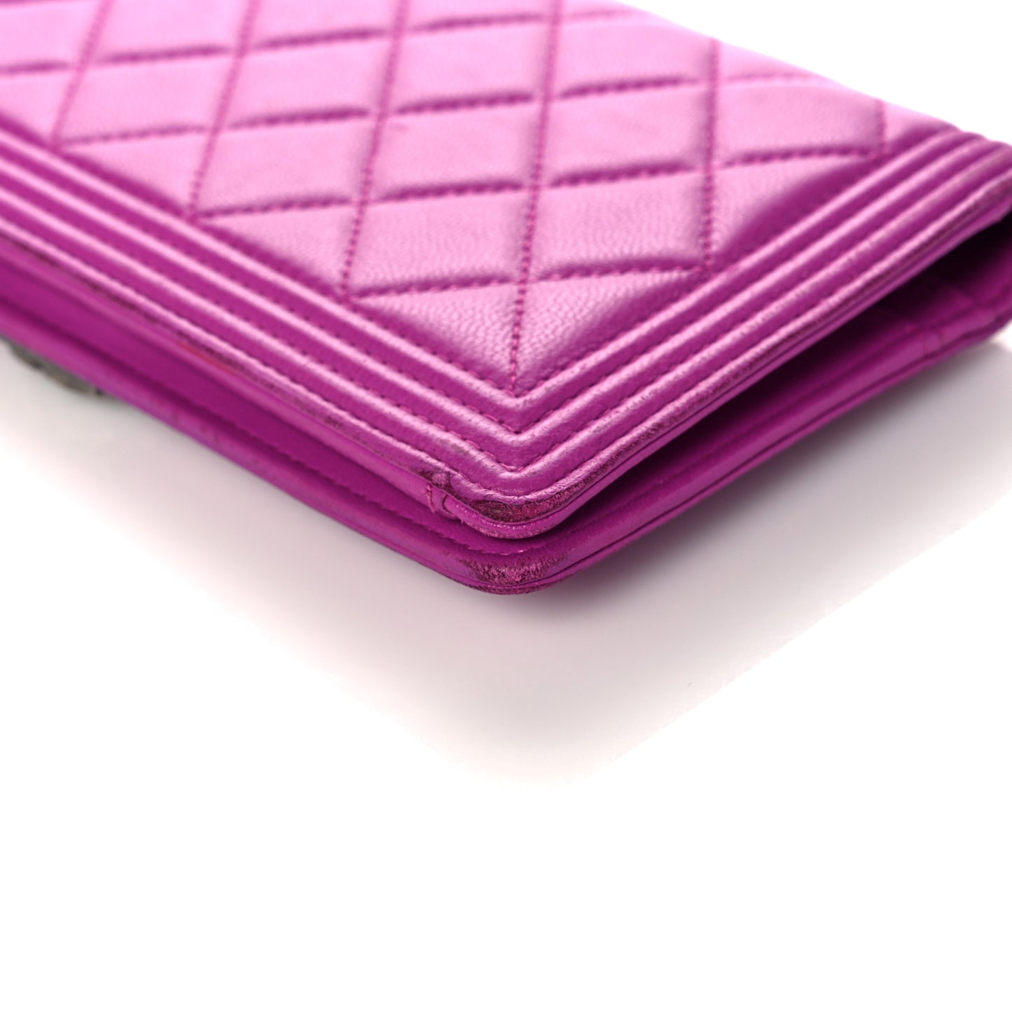 Lambskin Quilted Boy Yen Wallet Pink