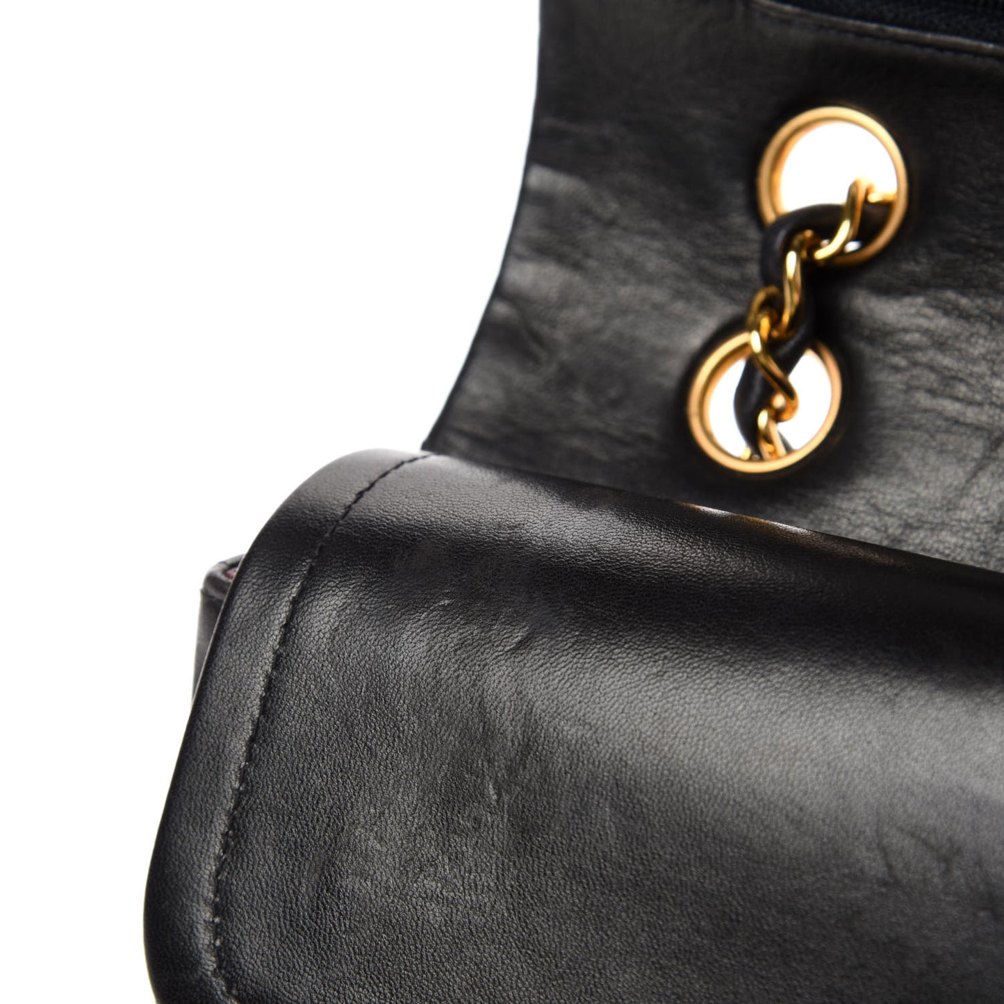 Lambskin Quilted Medium Double Flap Black