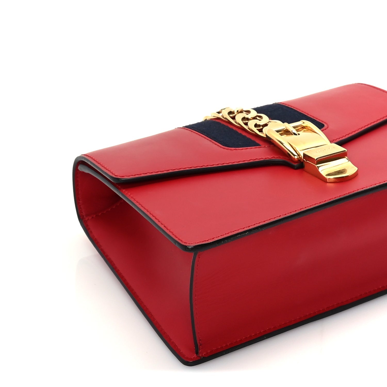 Gucci Calfskin Small Sylvie Shoulder Bag  Hibiscus Red 7 of 8