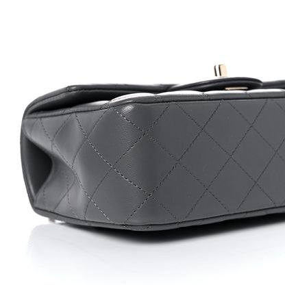 Chanel Lambskin Quilted Mini Top Handle Rectangular Flap Dark Grey 5 of 11